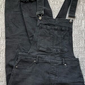 Free People Black Denim Overalls
